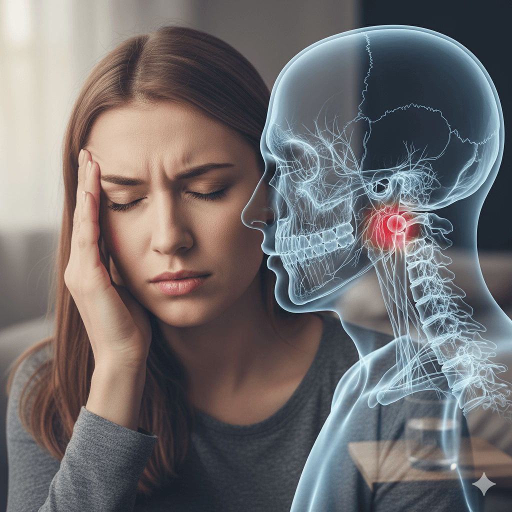 how TMJ triggers migraines & tension headaches